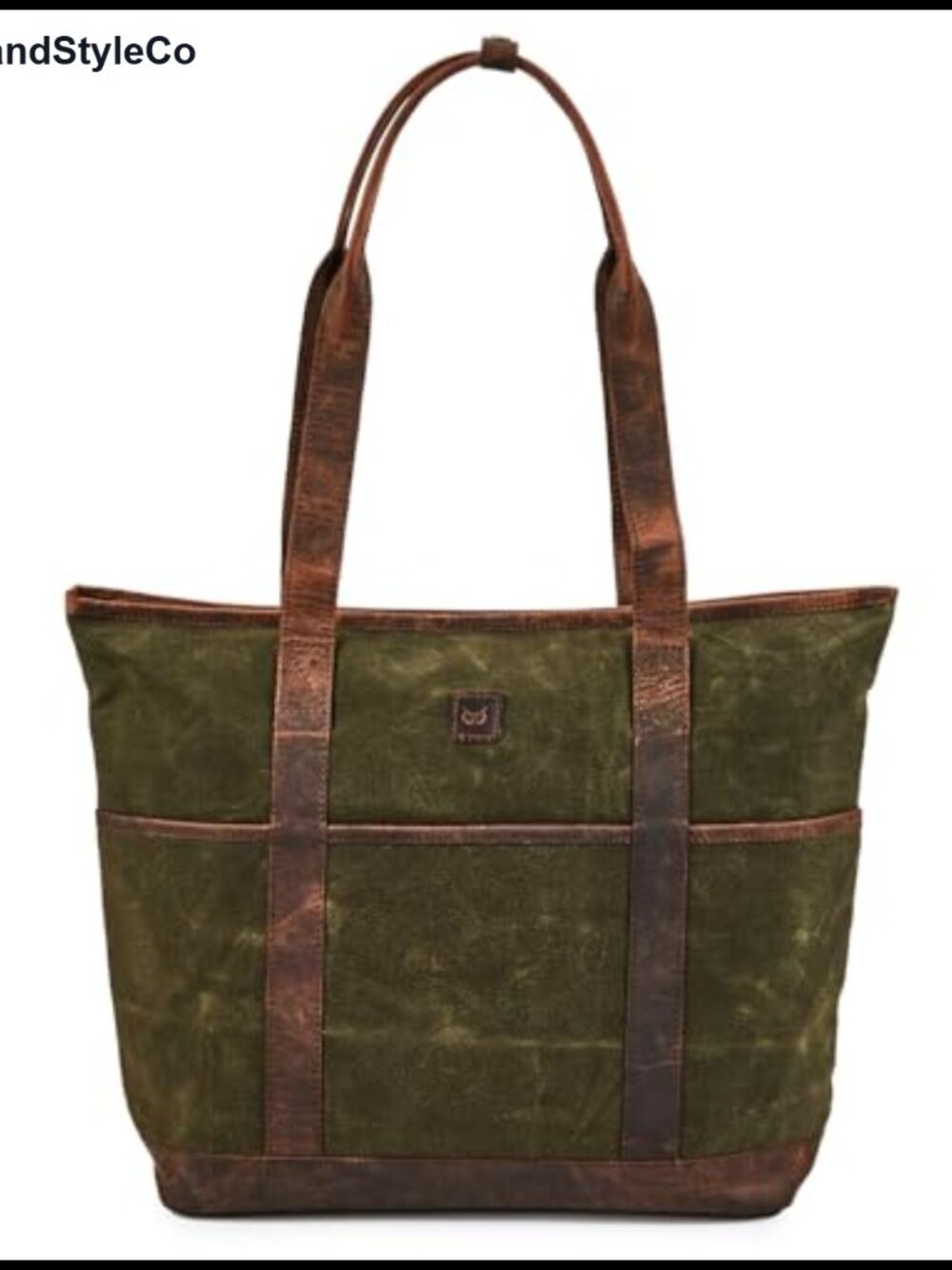Waxed Canvas Leather Tote Bag Large Work Shoulder Handbag